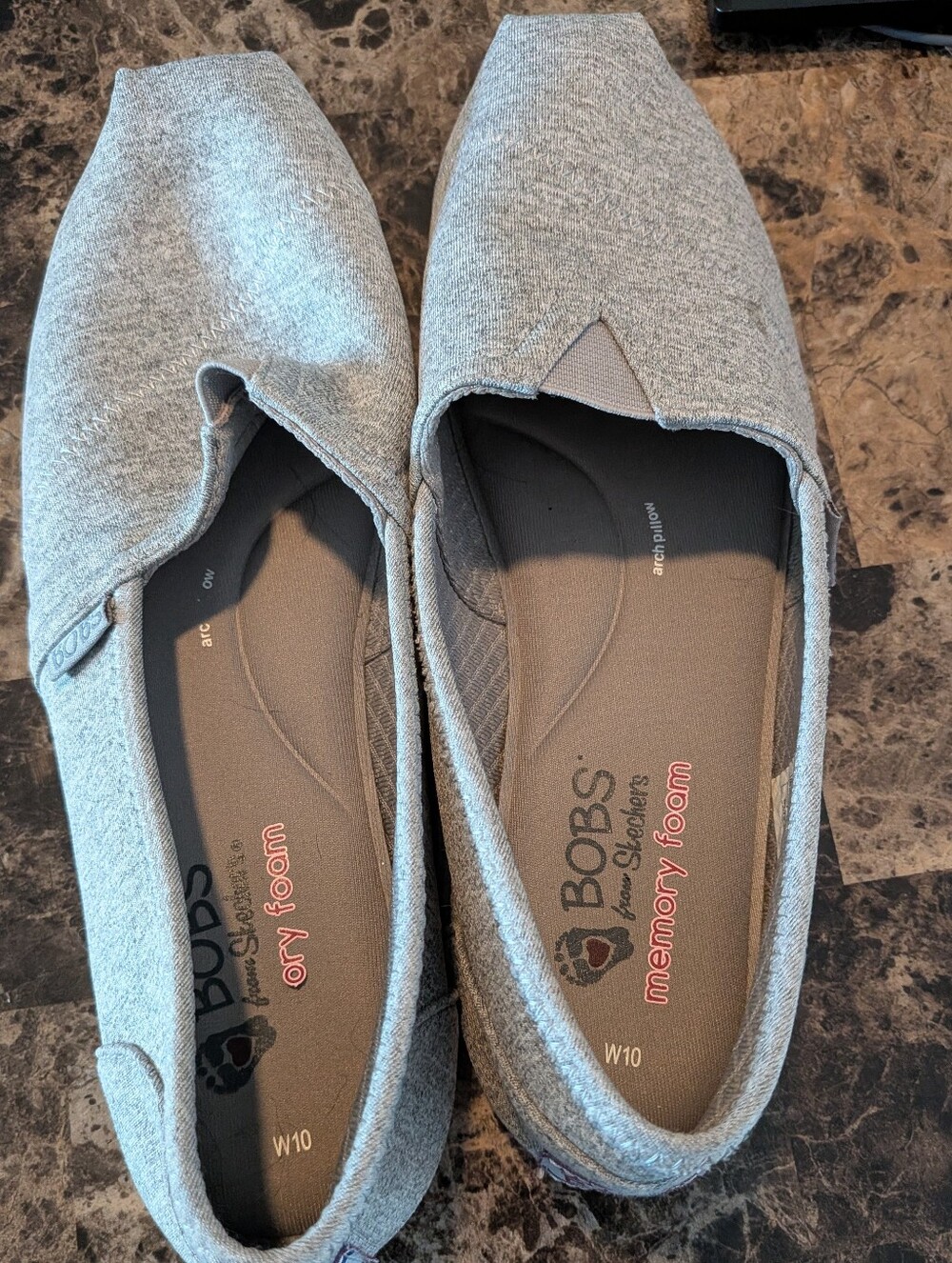 BOBS from Skechers Gray Slip-On Memory Foam Flats Size 10 W